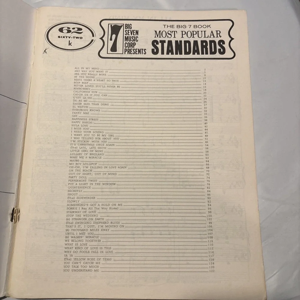 Big‎ 7 Book Most Popular Standards Songbook 62 Sheet Music Songs Hansen Publish